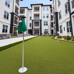 a putting green in a courtyard
