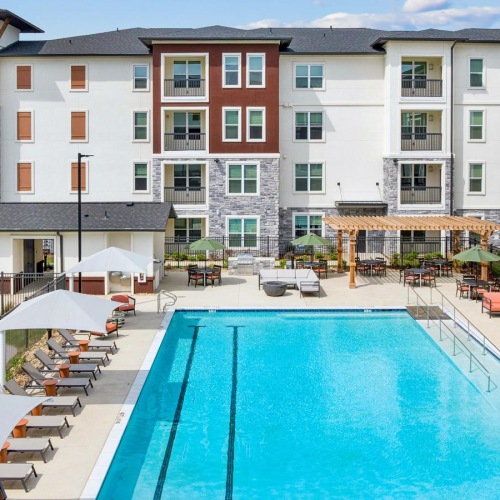 a pool in a backyard