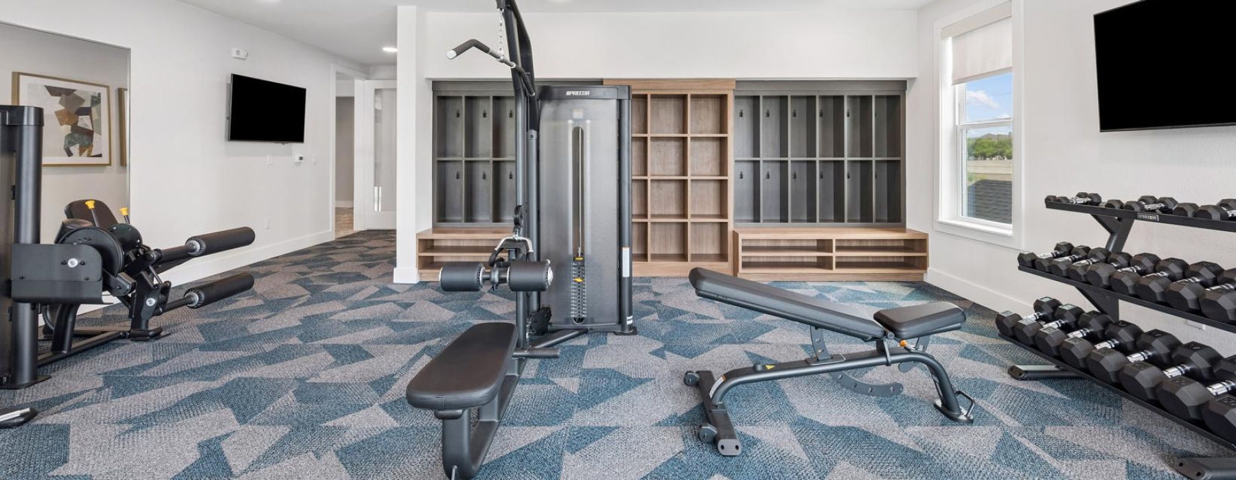 a room with exercise equipment